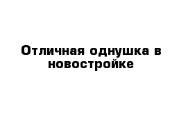 Отличная однушка в новостройке